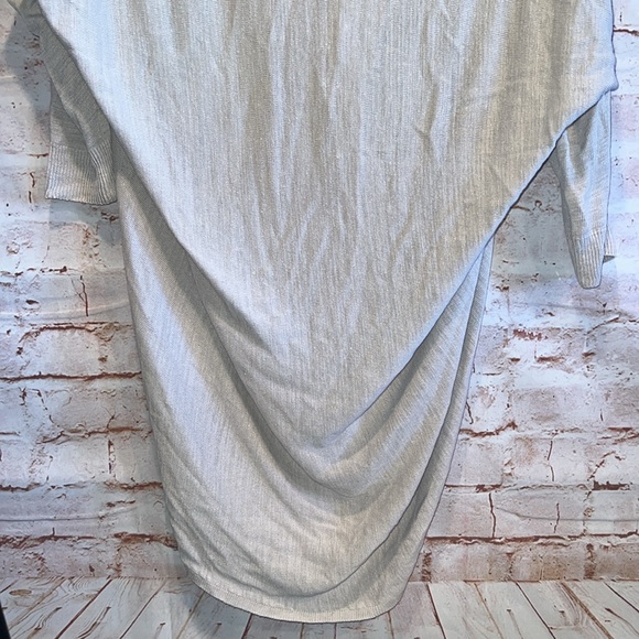 Theory Long Sweater Womens Petite Small Curved Hem Linen Cardigan Cream Casual - Picture 10 of 11